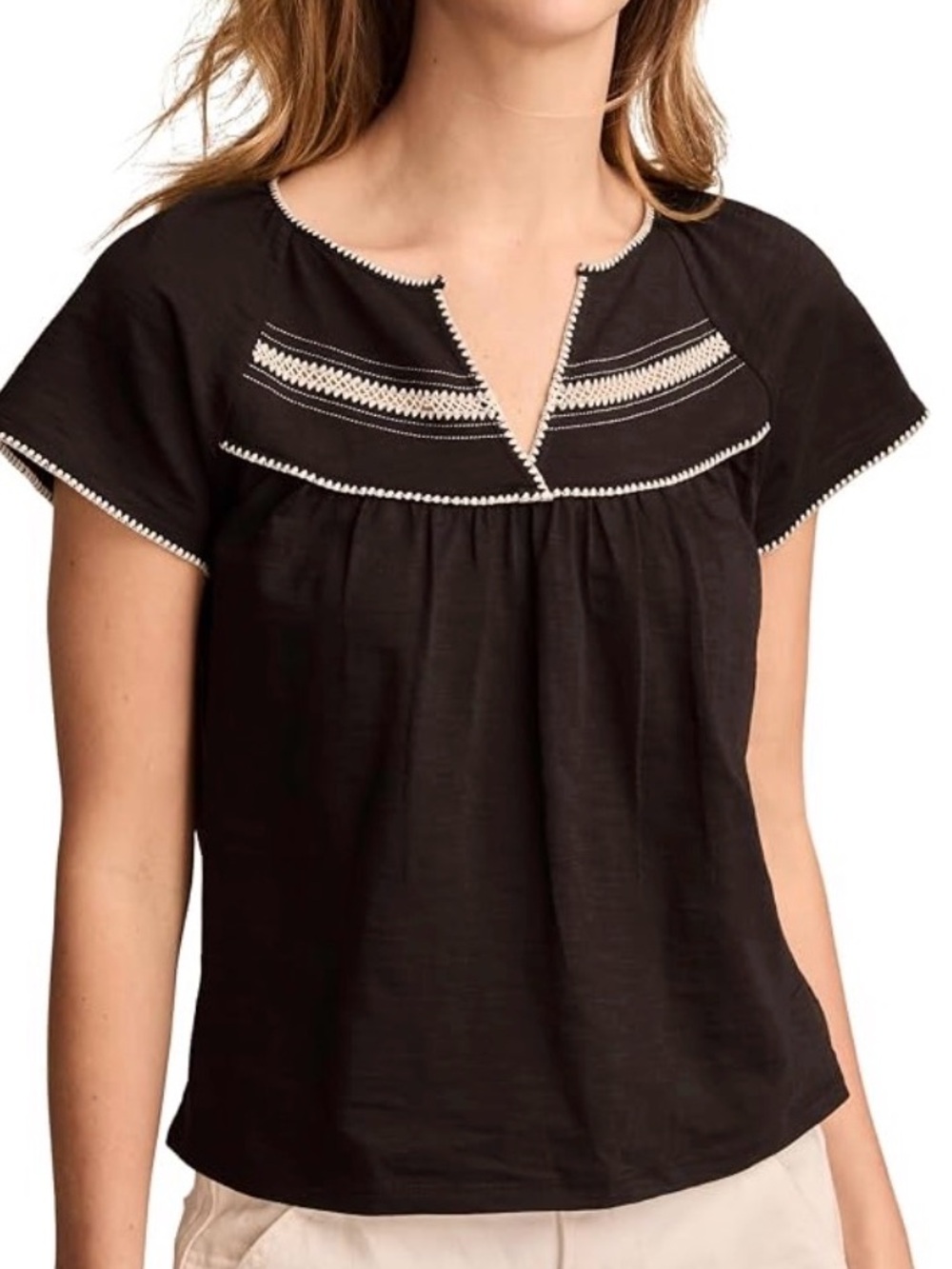 Lucky Brand Black Blouse with White Accents